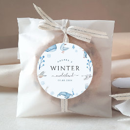 Arctische dieren Blauwe winter Onederland 1e verja Ronde Sticker