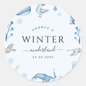Arctische dieren Blauwe winter Onederland 1e verja Ronde Sticker (Voorkant)