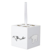 Arctische Dieren Cute Doodle Kerstblok Ornament (Achter hoekig)