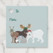 Arctische dieren in de winter Petten Kerstmis Bedankjes Labels (Voorkant)