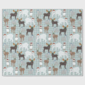 Arctische dieren in de winter Petten Kerstmis Cadeaupapier (Vlak)