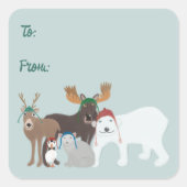 Arctische dieren in de winter Petten tot Kerstmis Vierkante Sticker (Voorkant)