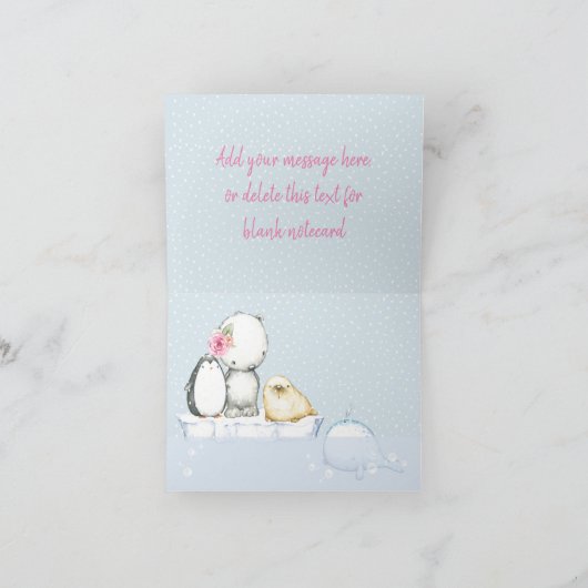 Arctische dieren Winter Baby shower Dank u wel Bedankkaart (Binnen)
