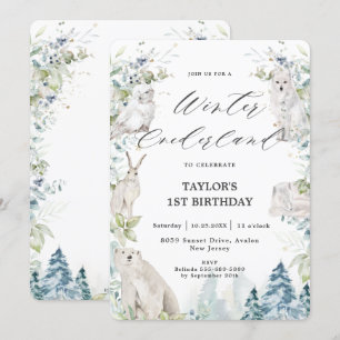 Arctische dieren Winter Onederland 1e verjaardag  Kaart