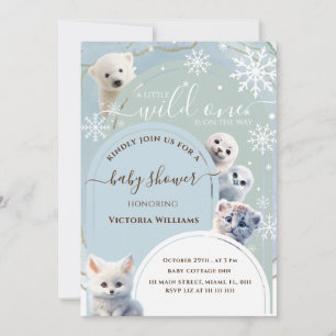 Arctische Dieren Winter Sneeuw Baby Shower Kaart