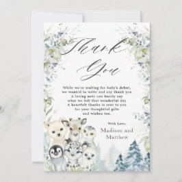 Arctische dieren Winter Wonderland Baby shower  Bedankkaart
