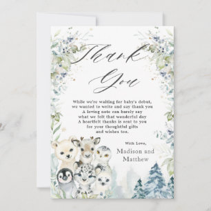 Arctische dieren Winter Wonderland Baby shower  Bedankkaart