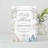 Arctische dieren Winteralpiene Baby shower Neutraa Kaart (Staand voorkant)