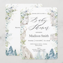 Arctische dieren Winteralpiene Baby shower Neutraa