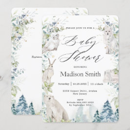 Arctische dieren Winteralpiene Baby shower Neutraa Kaart