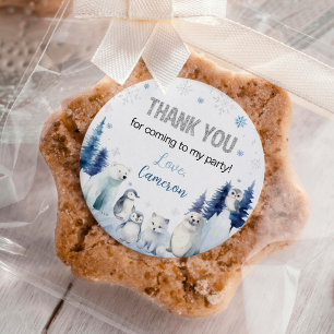 Arctische dieren winterverjaardag ronde sticker