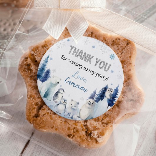 Arctische dieren winterverjaardag ronde sticker