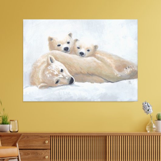 Arctische familie canvas afdruk (Insitu (Woonkamer))