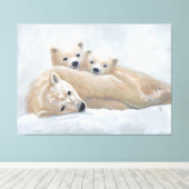 Arctische familie canvas afdruk (Insitu (Houten vloer))