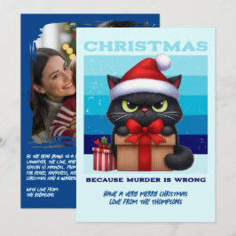 Arctische Gloed Grappige Kat Retro Kerst Foto Feestdagenkaart