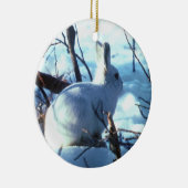Arctische haas in sneeuw keramisch ornament (Rechts)
