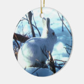 Arctische haas in sneeuw keramisch ornament (Links)