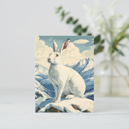 arctische haas-vintage briefkaart (Staand voorkant)