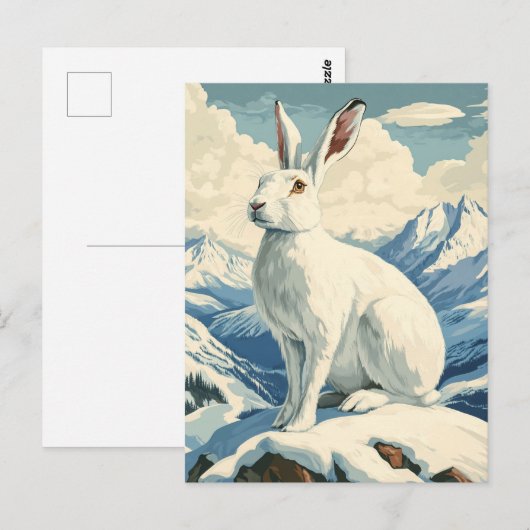arctische haas-vintage briefkaart (Voorkant / Achterkant)