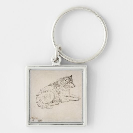 Arctische hond, rechtsaf (potlood op papier) sleutelhanger (Voorkant)