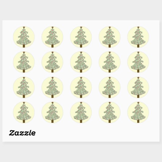 arctische kerstboom ronde sticker (Vel)