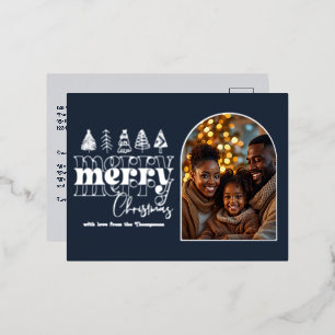 Arctische Middernacht & IJs Grijs Kerst Foto Folie Feestdagen Briefkaart