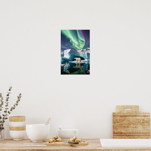 Arctische Natuur Aurora Iceberg Buitenlandschap Poster (Keuken)