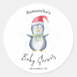 Arctische Pinguïn - baby shower Ronde Sticker