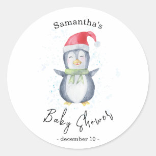Arctische Pinguïn - baby shower Ronde Sticker