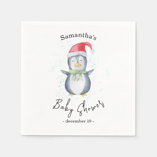 Arctische Pinguïn - babyshower Servet (Voorkant)