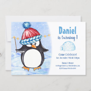 Arctische pinguïn - Birthday Party Invitation Kaart