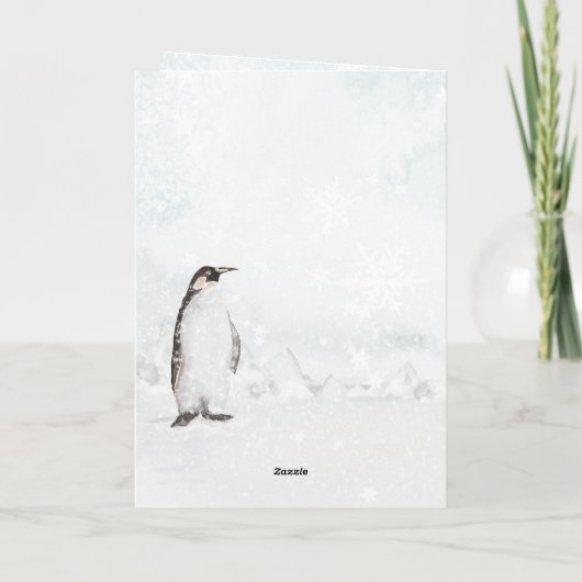 Arctische pinguïn Blustering Winter Scene Snowflak Feestdagen Kaart (Achterkant)