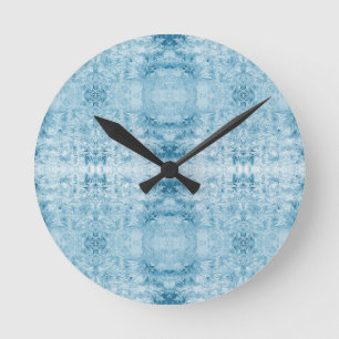 Arctische Polsslag Blauw & Wit Veerpatroon Ronde Klok