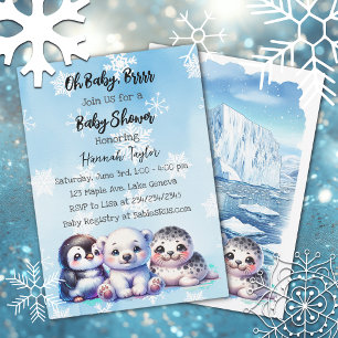 Arctische pooldieren Winter Baby shower Kaart