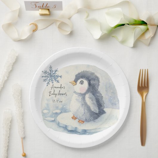 Arctische schattige Pinguïn Papieren Bordje (Huwelijk)