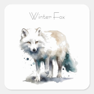 Arctische Schoonheid: Wintervos aangepast Vierkante Sticker