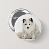 Arctische vos in de sneeuw ronde button 5,7 cm (Voorkant /achterkant)
