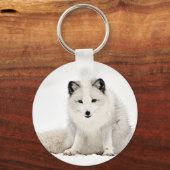 Arctische vos in de sneeuw sleutelhanger (Voorkant)