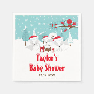 Arctische Vos Kerst Woud Baby Shower Servet