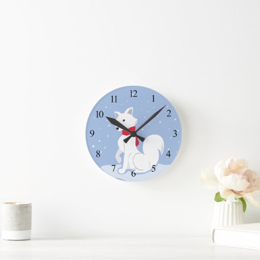 Arctische vos (met cijfers) ronde klok (Huis)