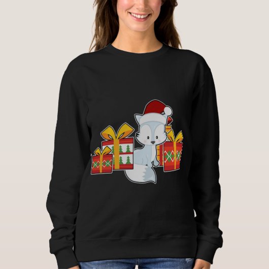 Arctische vos met Santa Hat - Kerstmis Arctic Trui (Voorkant)