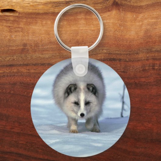 Arctische vos op sneeuw sleutelhanger (Voorkant)