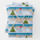 Arctische vos viert Kerstmis Inpakpapier Vel (In situ)