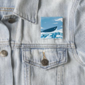 Arctische Walvis Vierkante Button 5,1 Cm (In situ)