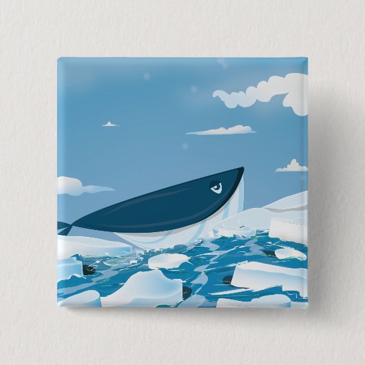 Arctische Walvis Vierkante Button 5,1 Cm (Voorkant)