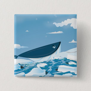 Arctische Walvis Vierkante Button 5,1 Cm
