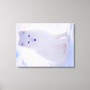 Arctische Winter Witte Vos Levendig Kleur Foto Ont Canvas Afdruk