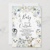 Arctische Winterdieren Baby Shower Uitnodiging (Voorkant)