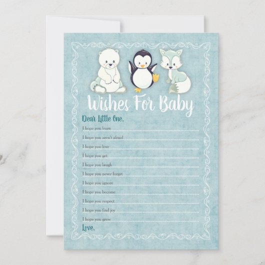 Arctische winterdieren willen graag Baby shower ga Kaart (Voorkant)