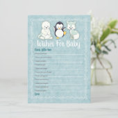 Arctische winterdieren willen graag Baby shower ga Kaart (Staand voorkant)